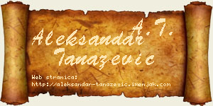 Aleksandar Tanazević vizit kartica